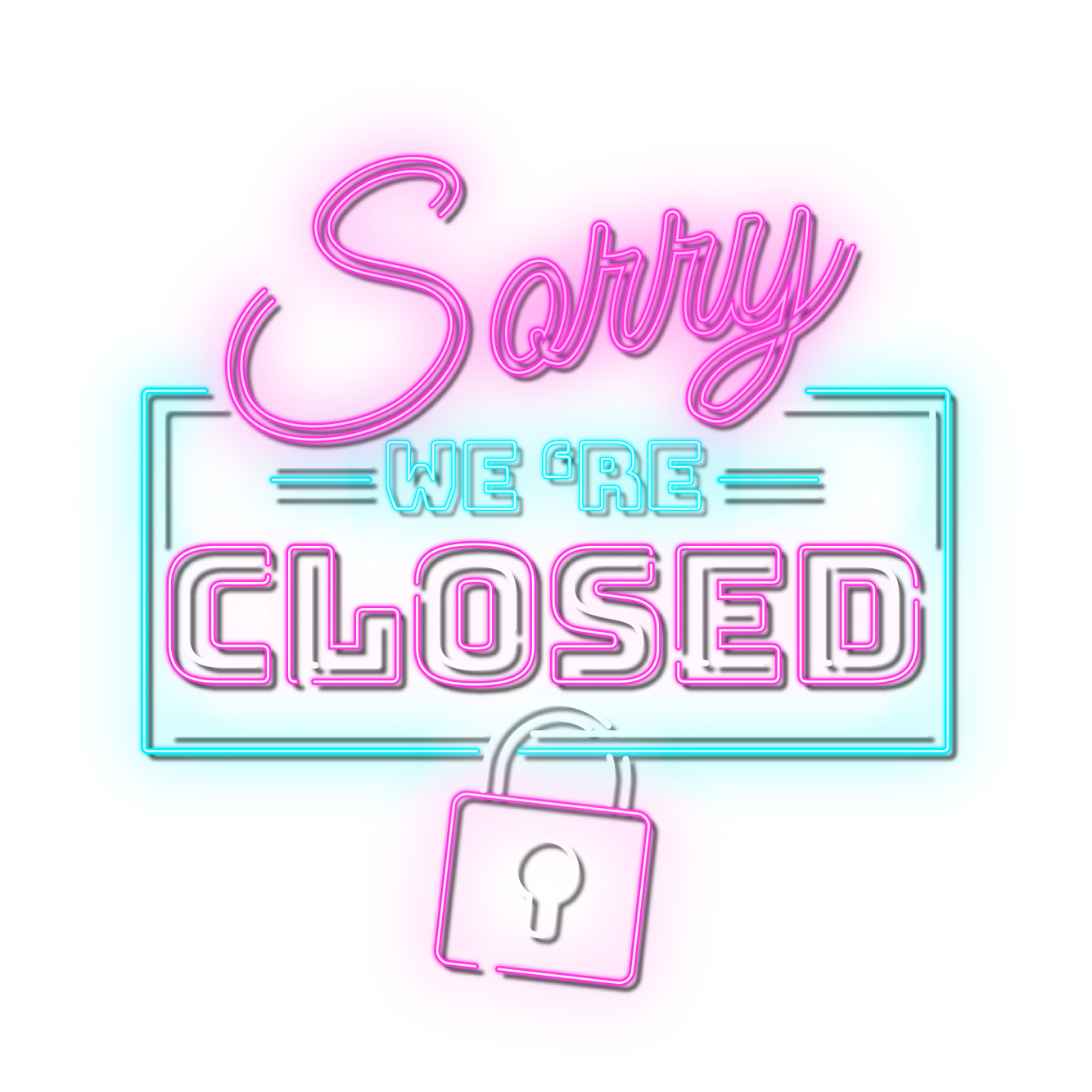 Neon styled text saying "Sorry, we are closed"