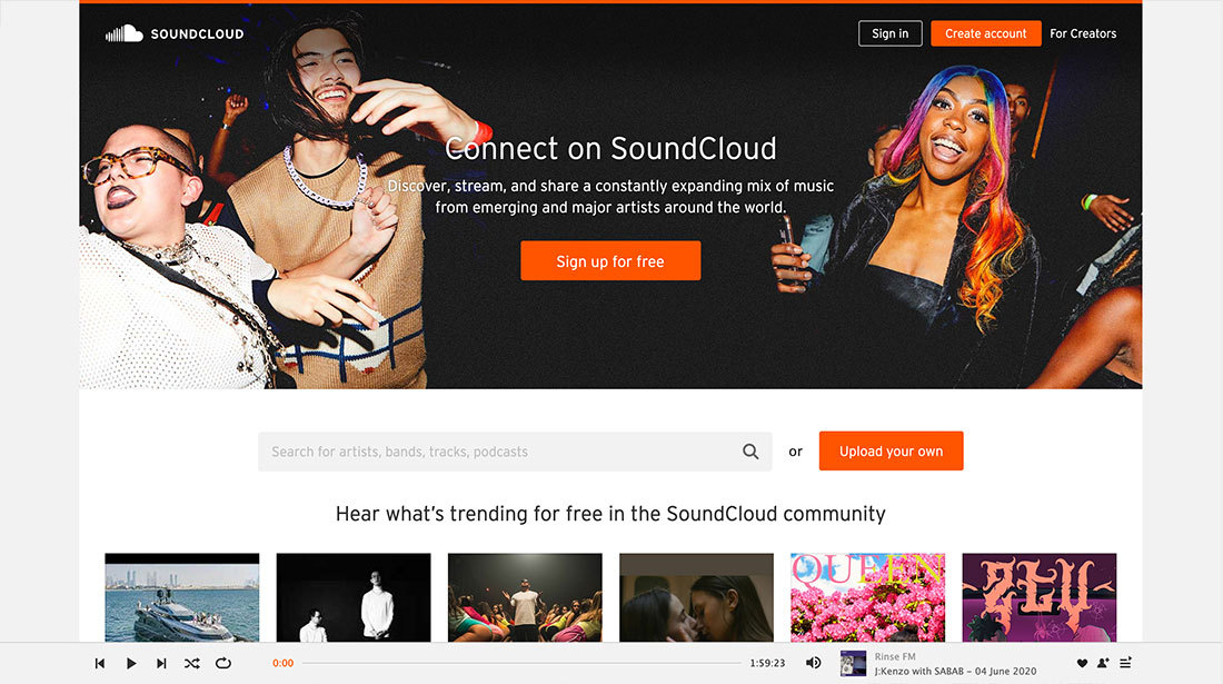 Soundcloud's main page